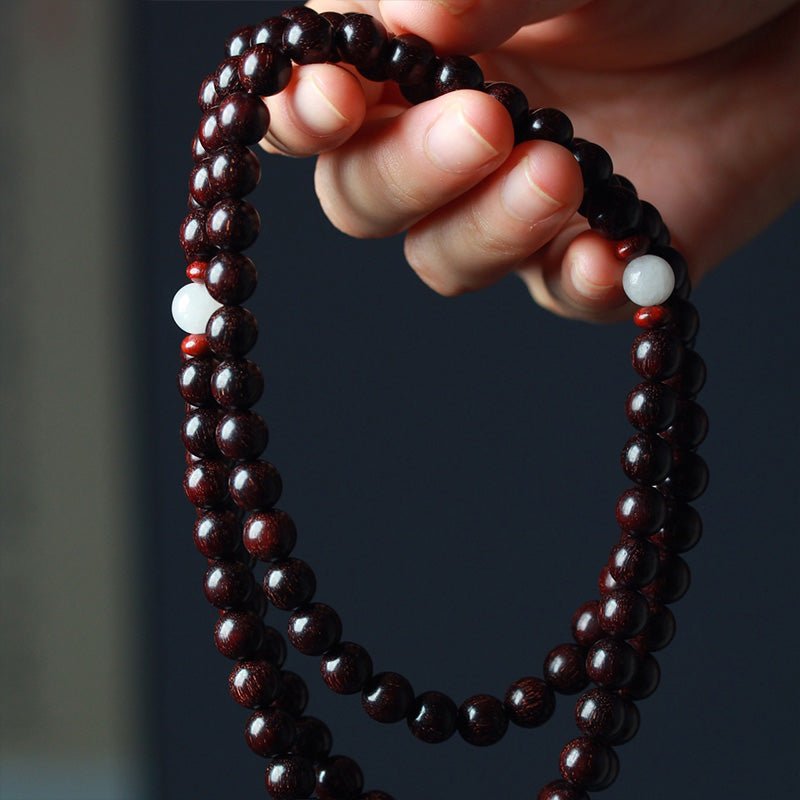 KarmaRipple's Tibetan Small Leaf Red Sandalwood Lotus Mala Balance Bracelet p4