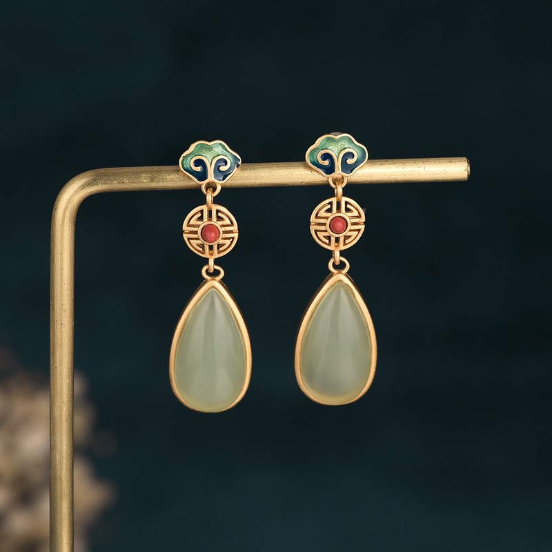 KarmaRipple's FengShui Jade Double Happiness Fortune Earrings p8