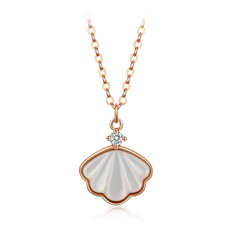 KarmaRipple's 925 Sterling Silver Tridacna Stone Shell Blessing Pendant Necklace Bracelet Earrings Jewelry Set p17