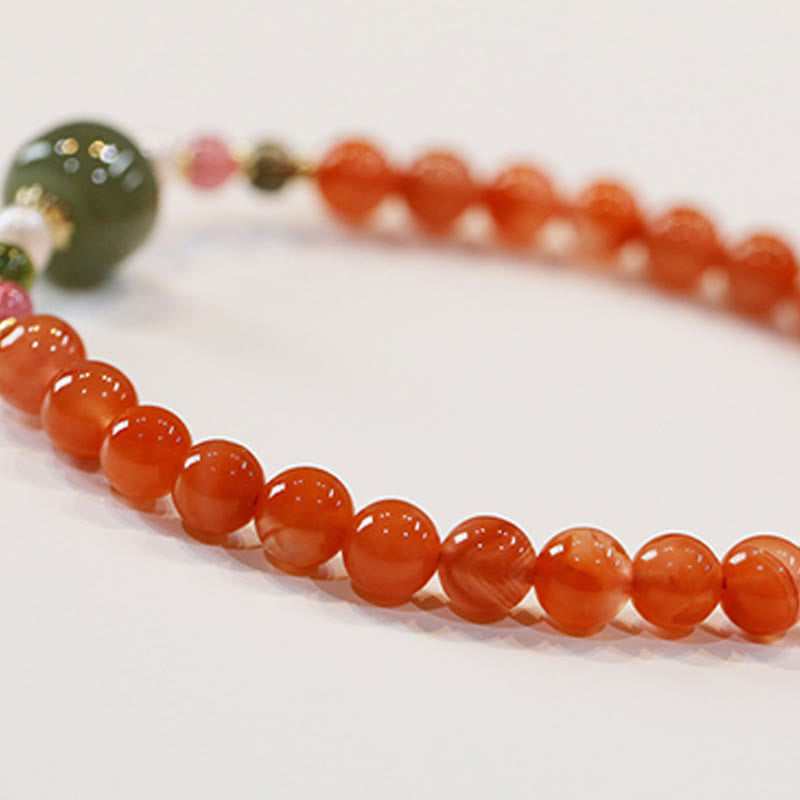 KarmaRipple's Authentic Red Agate Hetian Jade Bead Confidence Calm Bracelet p6