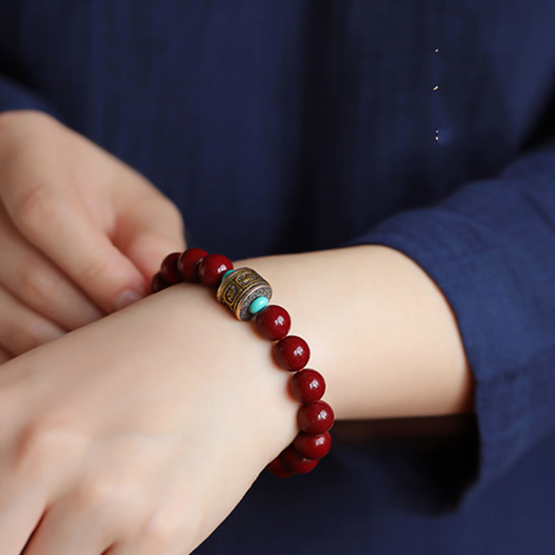 KarmaRipple's 925 Sterling Silver Chinese Zodiac Natal Buddha Cinnabar Om Mani Padme Hum Calm Bracelet p17
