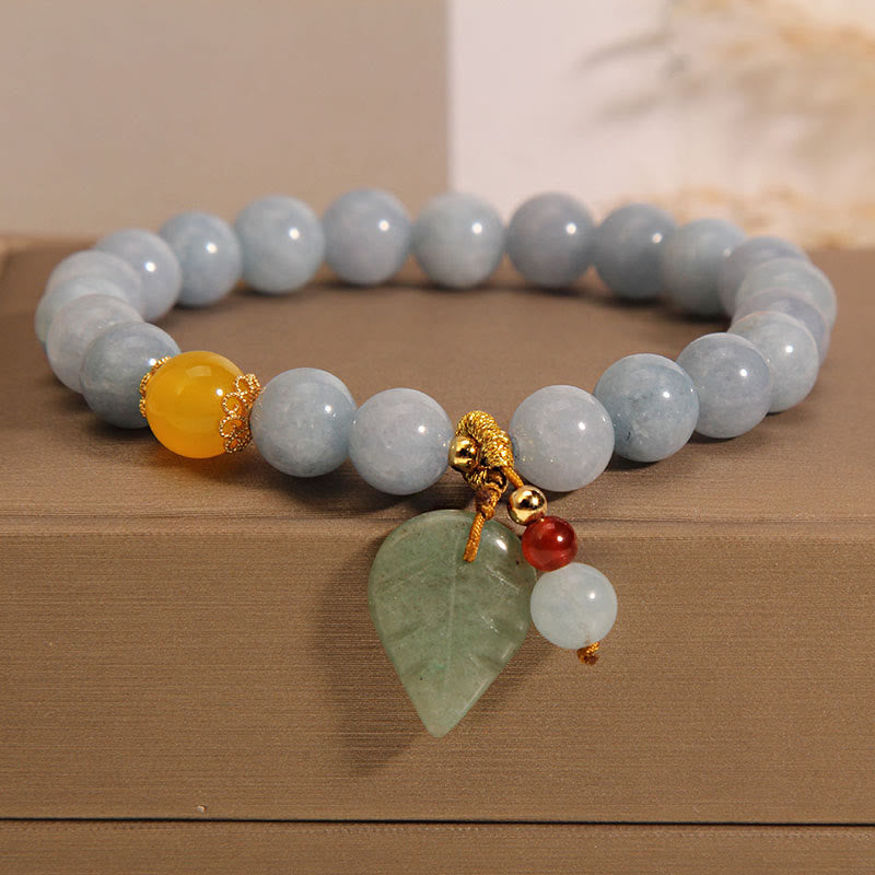 KarmaRipple's Aquamarine Jade Leaf Balancing Talisman Bracelet p1