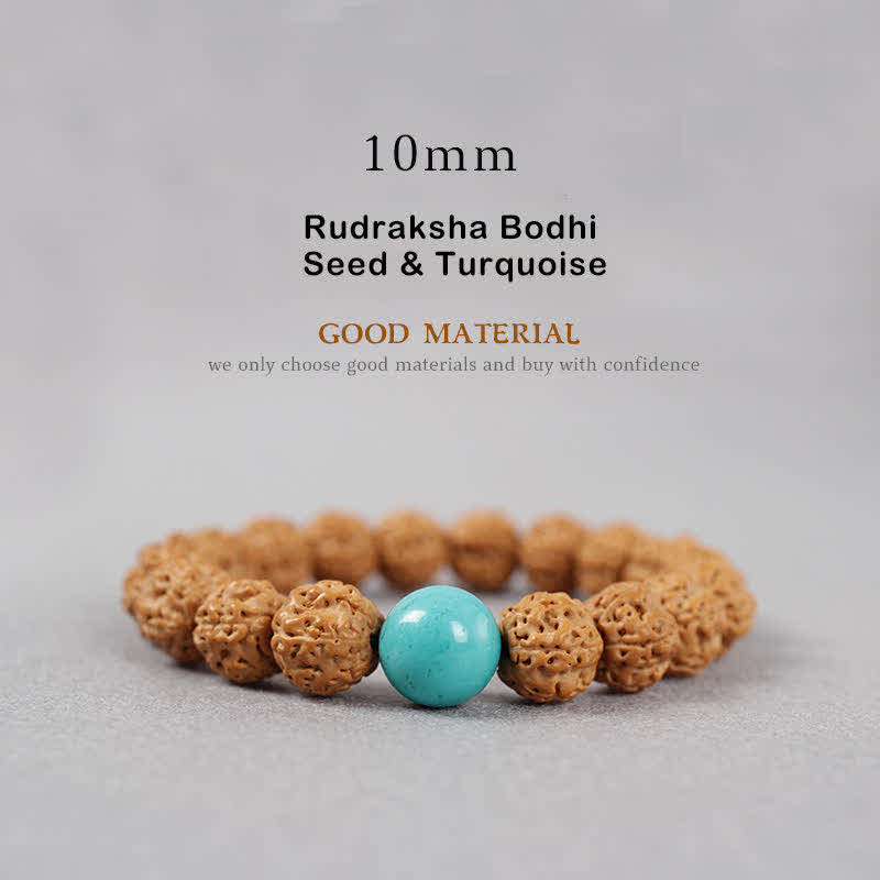 KarmaRipple's Tibet Rudraksha Bodhi Seed Dzi Bead Amber Turquoise Wealth Bracelet p32