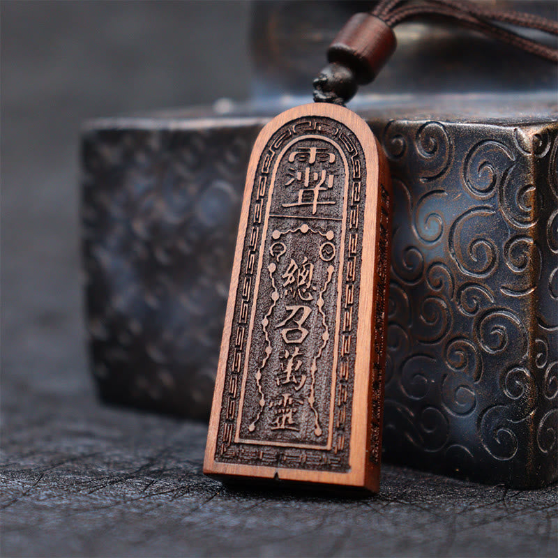 KarmaRipple's Lightning Struck Jujube Wood Taoist Five Thunder Order Fortune Protection Pendant Necklace p4