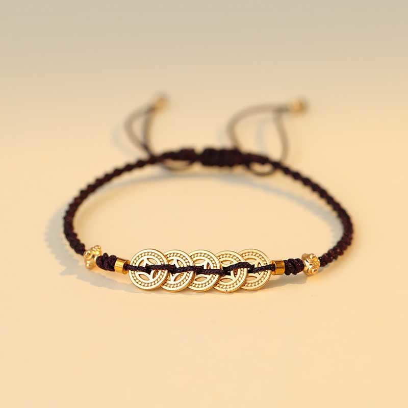 KarmaRipple's Bronze Coin Fortune Tree Fortune Strength Woven Bracelet p26