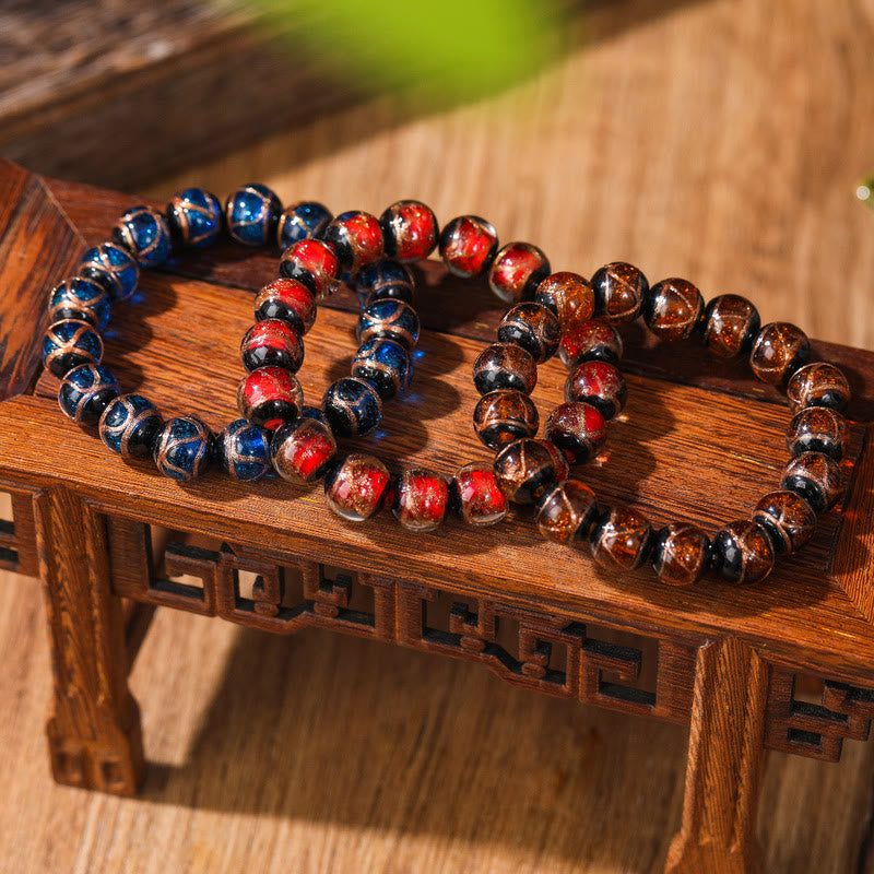 KarmaRipple's Tibetan Classic Liuli Glass Bead Fortune Wealth Bracelet ( p7
