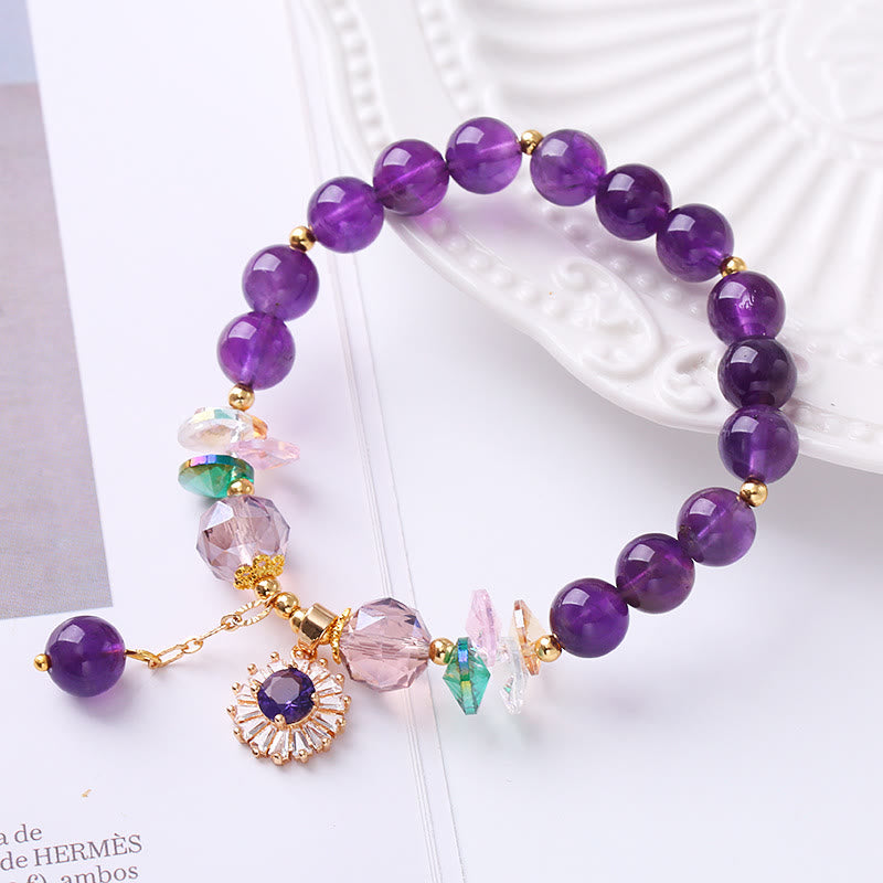 KarmaRipple's Authentic Amethyst Zircon Sun Balancing Spiritual Talisman Bracelet p2