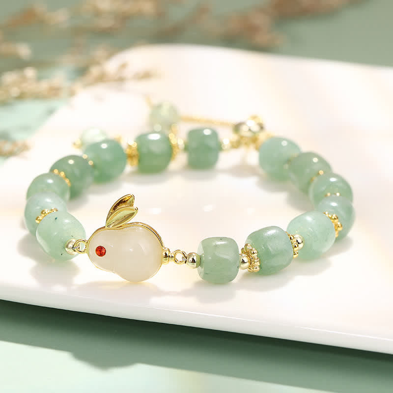 KarmaRipple's Year of the Rabbit Authentic Green Aventurine Fortune Bead Bracelet p1