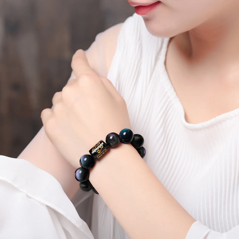KarmaRipple's Authentic Rainbow Obsidian Positive Transformation Bracelet p6