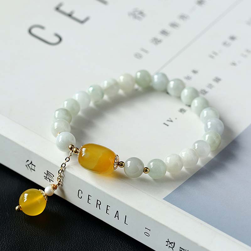 KarmaRipple's Authentic Ivory Jade Agate Protection Bracelet p6