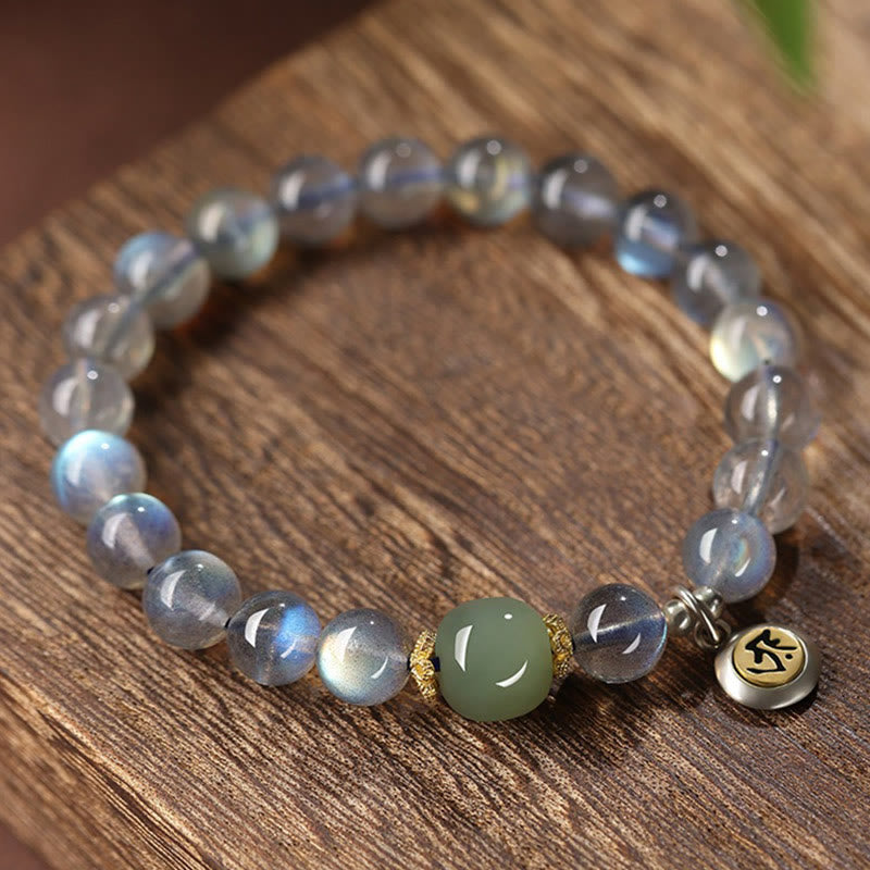KarmaRipple's Chinese Zodiac Natal Buddha 925 Sterling Silver Authentic Moonstone Hetian Jade Positive Bracelet p2