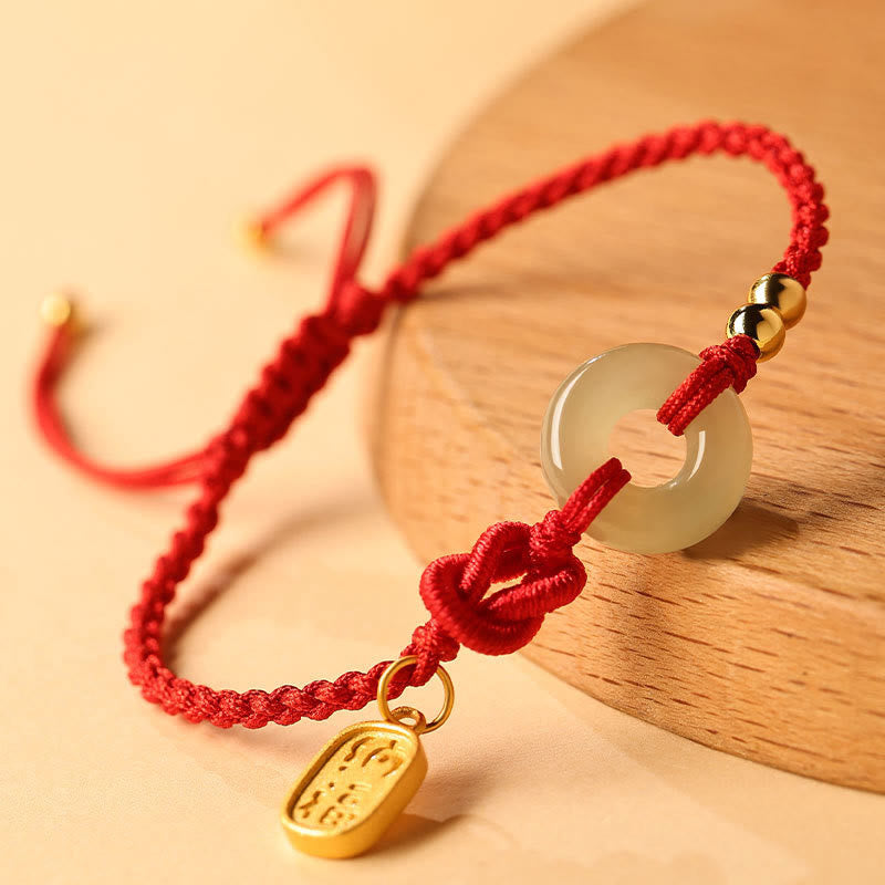 KarmaRipple's Hetian Jade Peace Buckle Fu Character String Fortune Bracelet p3