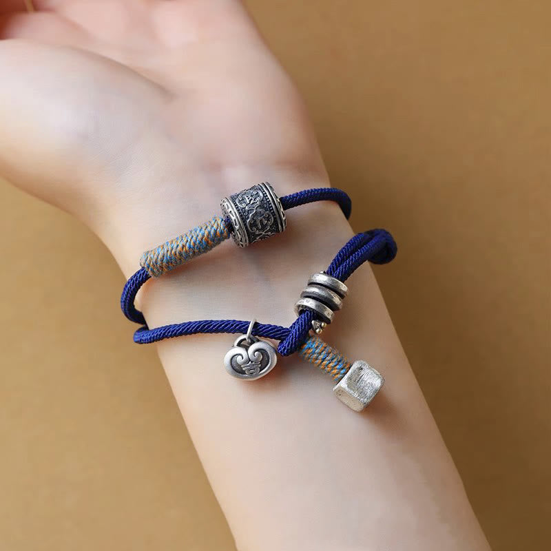 KarmaRipple's Handmade Tibetan Om Mani Padme Hum Carved Auspicious Amulet Double Wrap Rope Bracelet p6