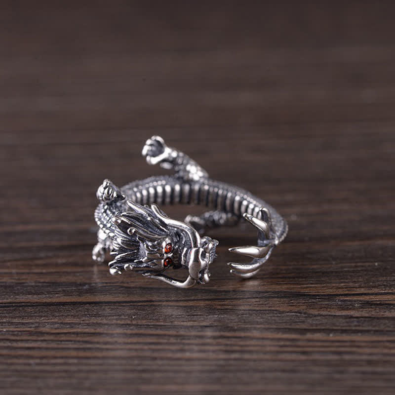 KarmaRipple's 925 Sterling Silver Dragon Fortune Protection Ring p6