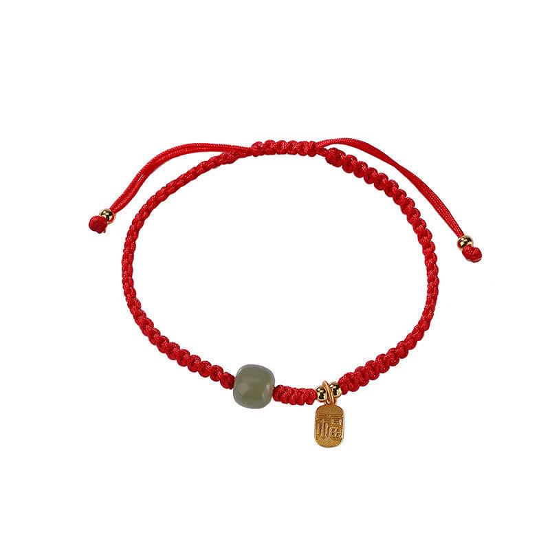 KarmaRipple's 925 Sterling Silver Hetian Jade Blessing Wealth Red String Bracelet p8
