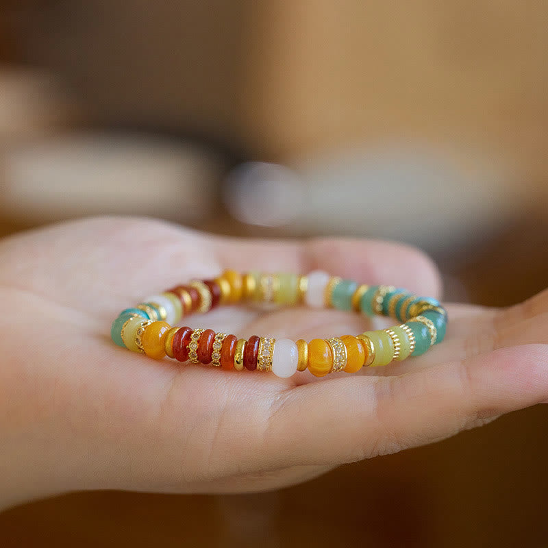 KarmaRipple's Authentic Red Agate Jade Rainbow Confidence Bracelet p5