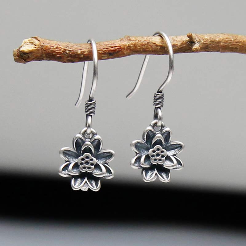 KarmaRipple's 925 Sterling Silver Lotus Flower Enlightenment Earrings p1
