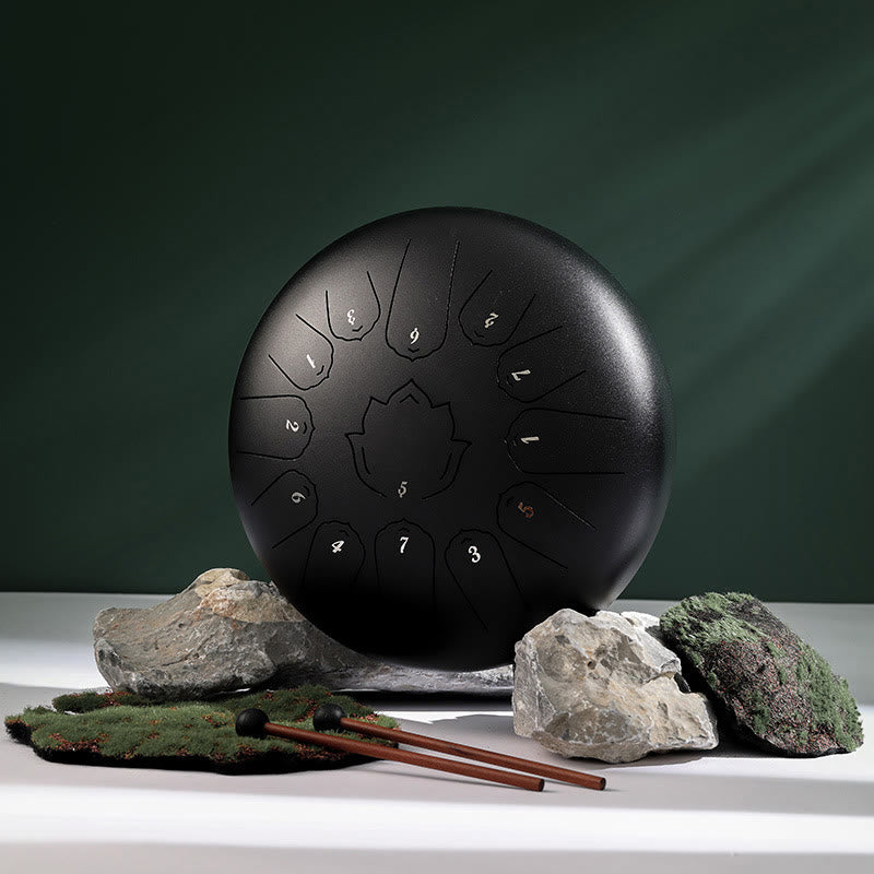KarmaRipple's Steel Tongue Drum Sound Balancing Mindfulness Lotus Pattern Yoga Drum Kit 13 Note 12 Inch Percussion Instrument p1