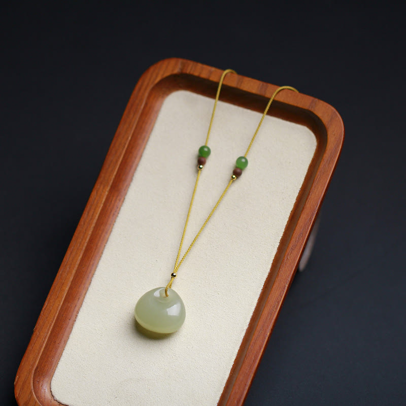 KarmaRipple's Authentic Hetian Jade Small Bag Pattern Prosperity String Pendant Necklace p9
