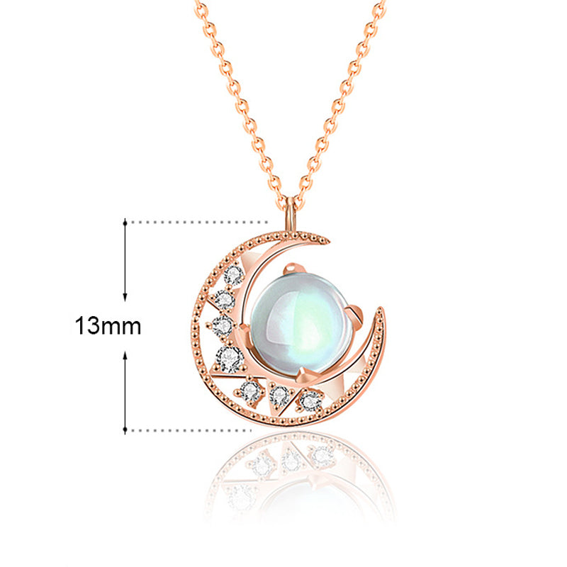 KarmaRipple's 925 Sterling Silver Moonstone Moon Pattern Love Pendant Necklace p8