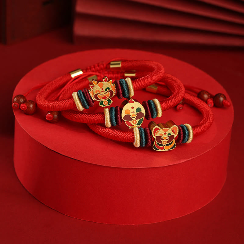 KarmaRipple's Handmade 925 Sterling Silver Year of the Dragon Cute Chinese Zodiac Fortune Woven Red Bracelet p13