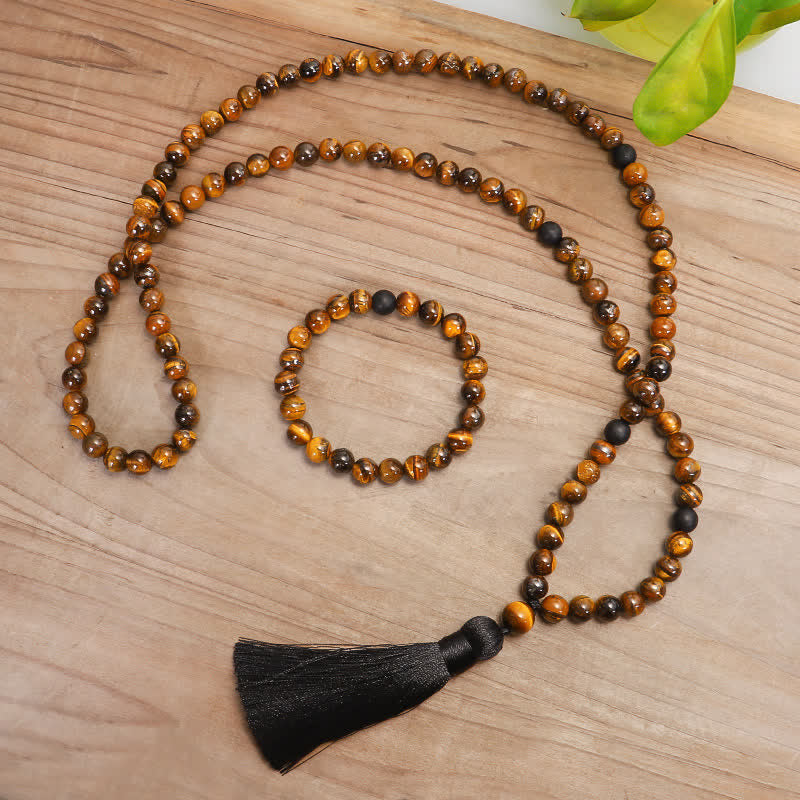 KarmaRipple's 108 Beadwork Mala Tiger Eye Protection Tassel Bracelet p3
