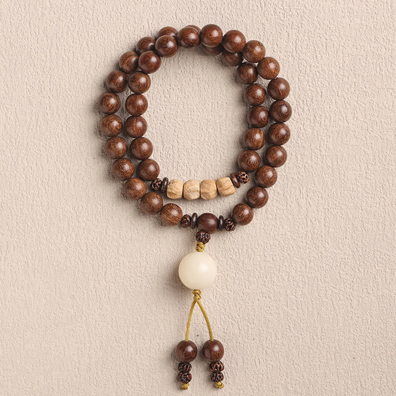 KarmaRipple's Sandalwood Small Leaf Red Sandalwood Bodhi Seed Purification Double Wrap Bracelet p2