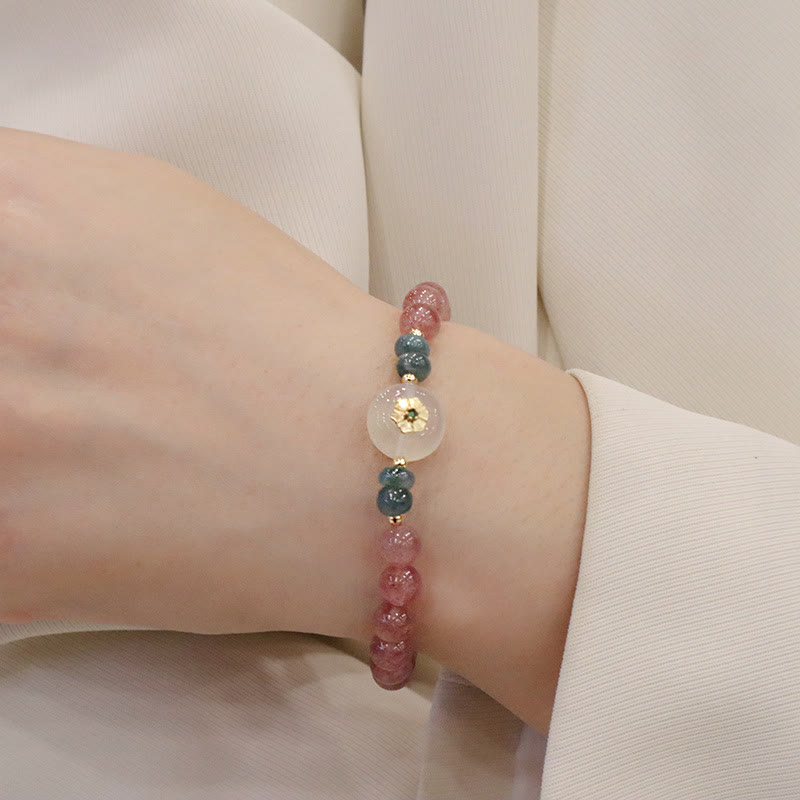 KarmaRipple's Authentic Strawberry Quartz Chalcedony Jade Balancing Bracelet p9