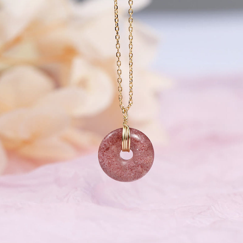 KarmaRipple's 925 Sterling Silver Strawberry Quartz Balancing Positive Pendant p6