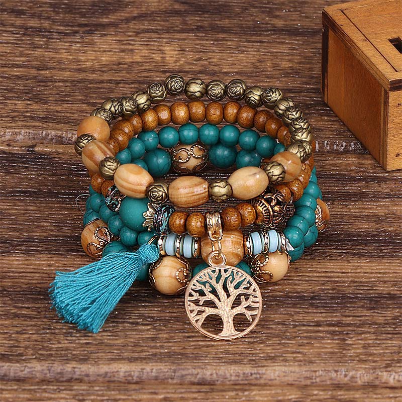 KarmaRipple's Wenge Wood Layered Tree Tassel Balancing Bracelet p19
