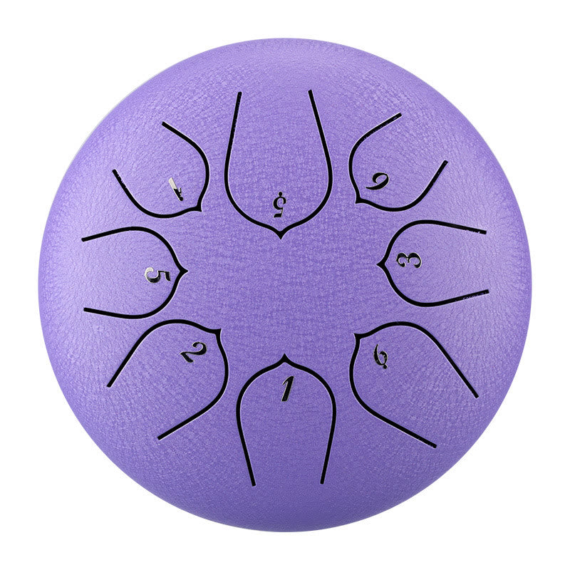 KarmaRipple's Steel Tongue Drum Sound Balancing Meditation Lotus Pattern Drum Kit 8 Note 6 Inch Percussion Instrument p11