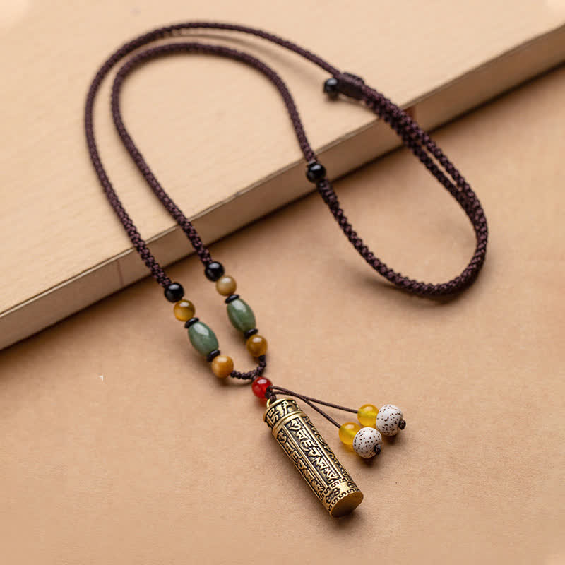 KarmaRipple's Buddhastoneshop Tibet Om Mani Padme Hum Agate Shurangama Sutra Protection Pendant Necklace p22