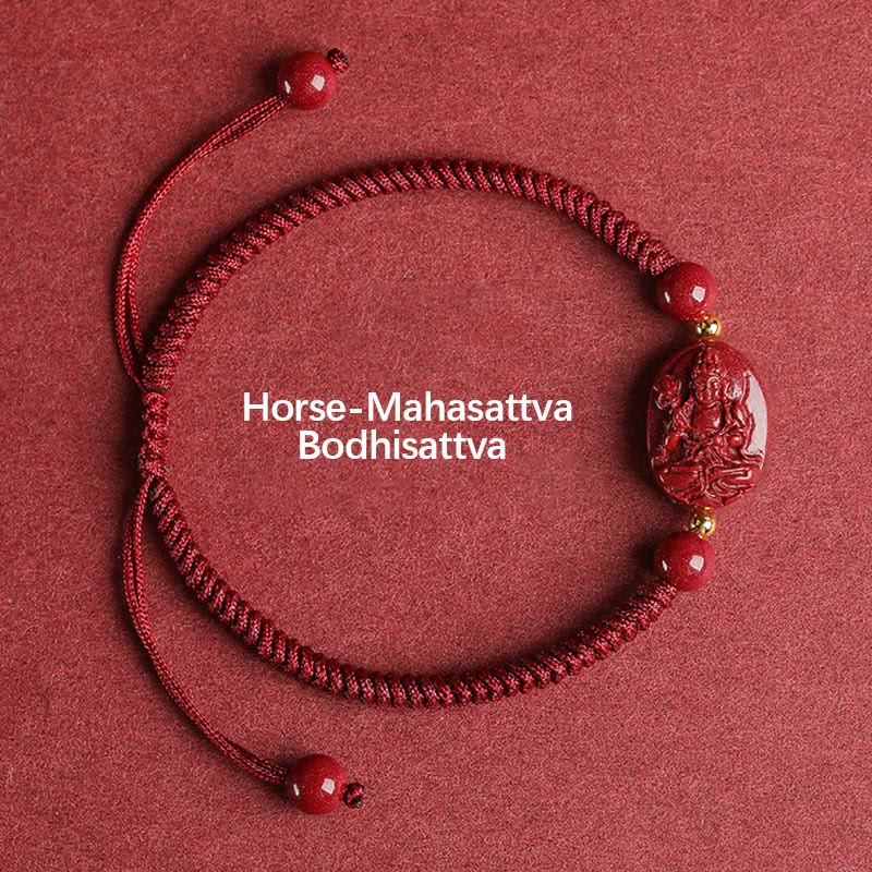 KarmaRipple's Chinese Zodiac Natal Buddha Cinnabar Keep Away Evil Spirits Rope Bracelet ( p23