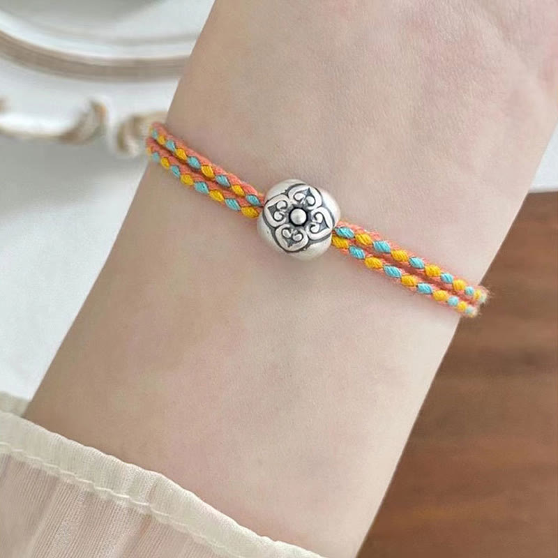 KarmaRipple's 999 Sterling Silver Persimmon Fortune Multicolored Woven Bracelet p6