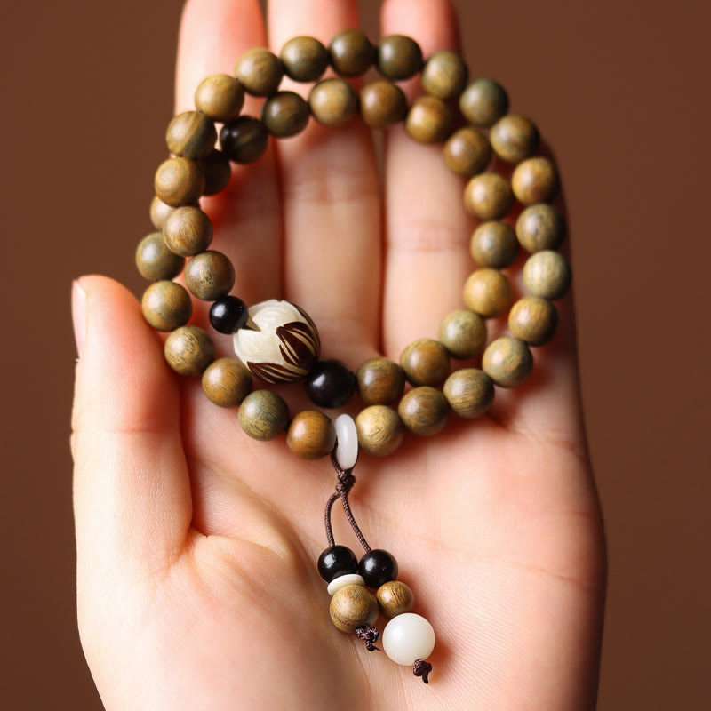 KarmaRipple's Green Sandalwood Bodhi Seed Lotus Soothing Double Wrap Bracelet p3