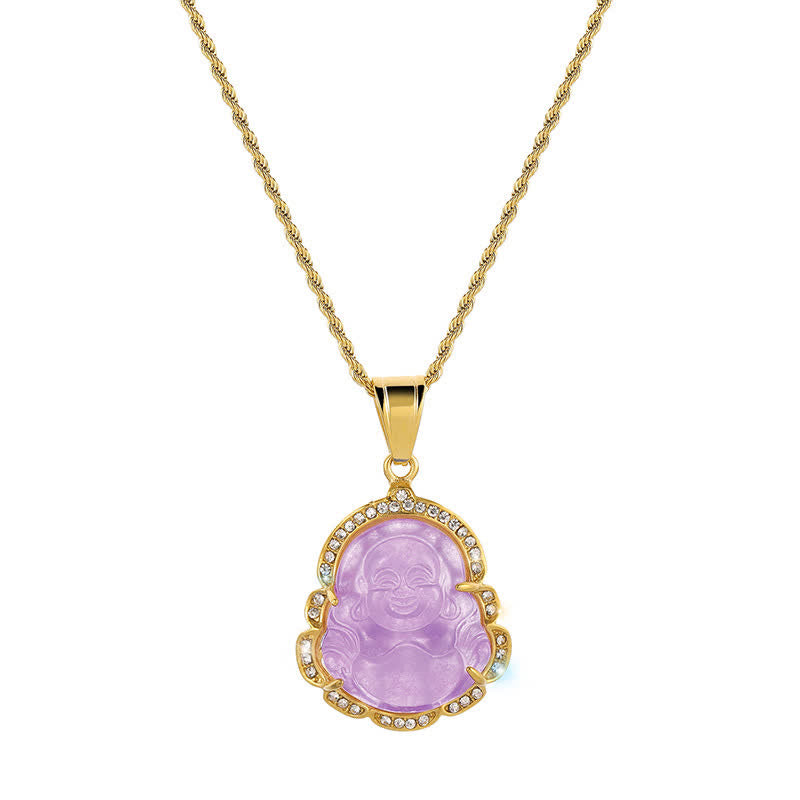 KarmaRipple's 18K Gold Filled Laughing Buddha Jade Fortune Pendant Chain Necklace p27