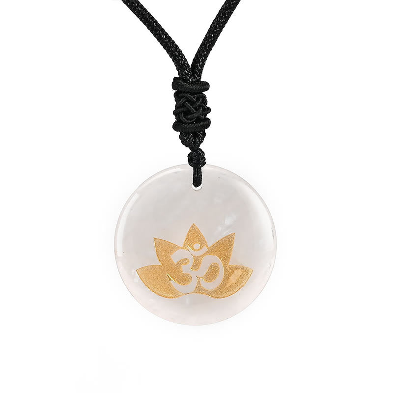 KarmaRipple's OM Lotus Symbol Various Gemstone Amethyst Tiger Eye Balancing Pendant Necklace p28