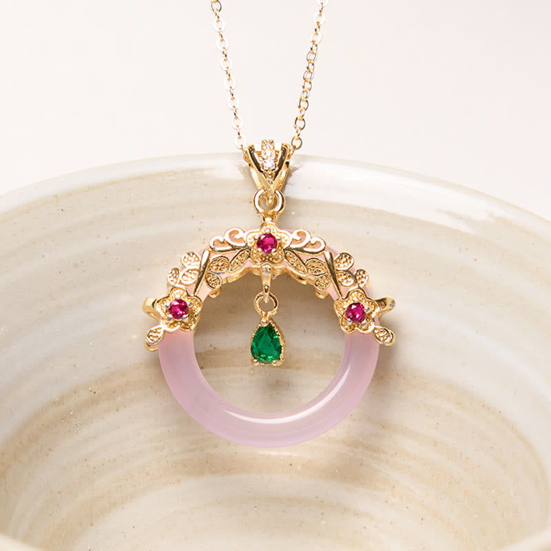 KarmaRipple's Green Chalcedony Peace Buckle Design Strength Pendant Necklace p39