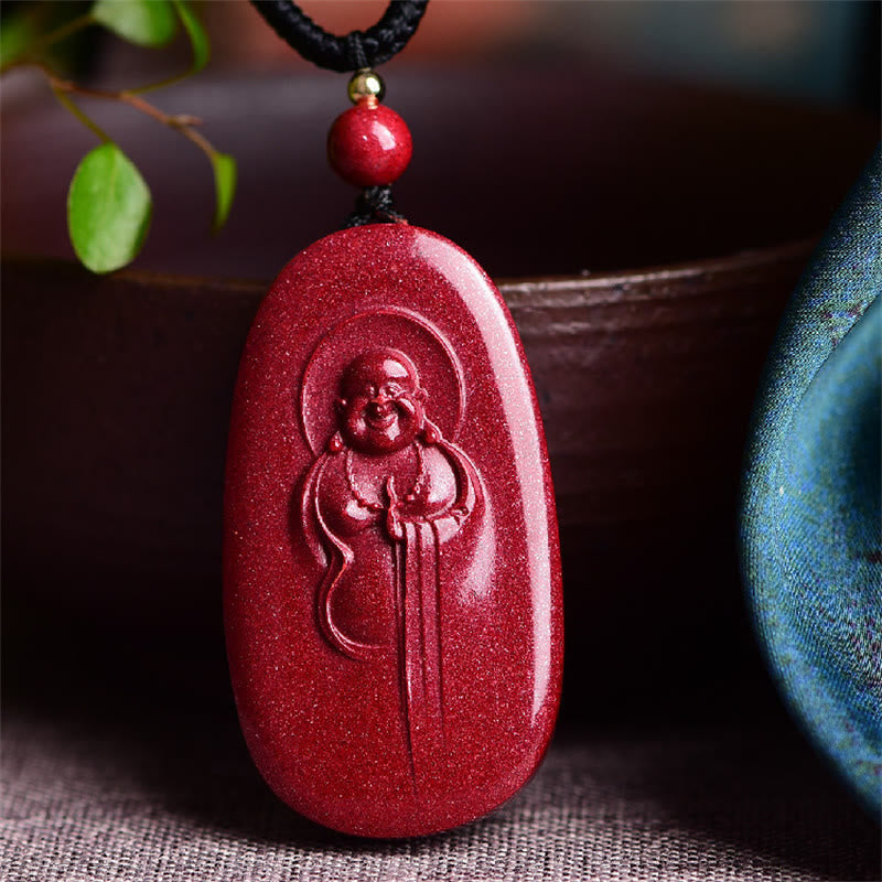 KarmaRipple's Laughing Buddha Yin Yang Chinese Zodiac Gourd Authentic Cinnabar Blessing Pendant Necklace p1