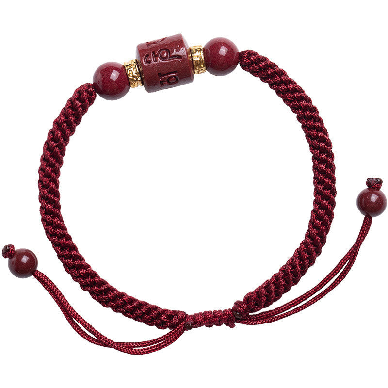 KarmaRipple's Tibet Cinnabar Om Mani Padme Hum Engraved Blessing Woven Bracelet p14