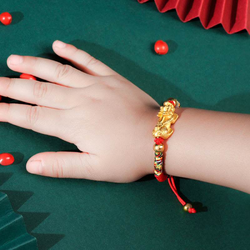 KarmaRipple's 999 Sterling Silver PiXiu Wealth King Kong Weave String Woven Kids Child Bracelet p5