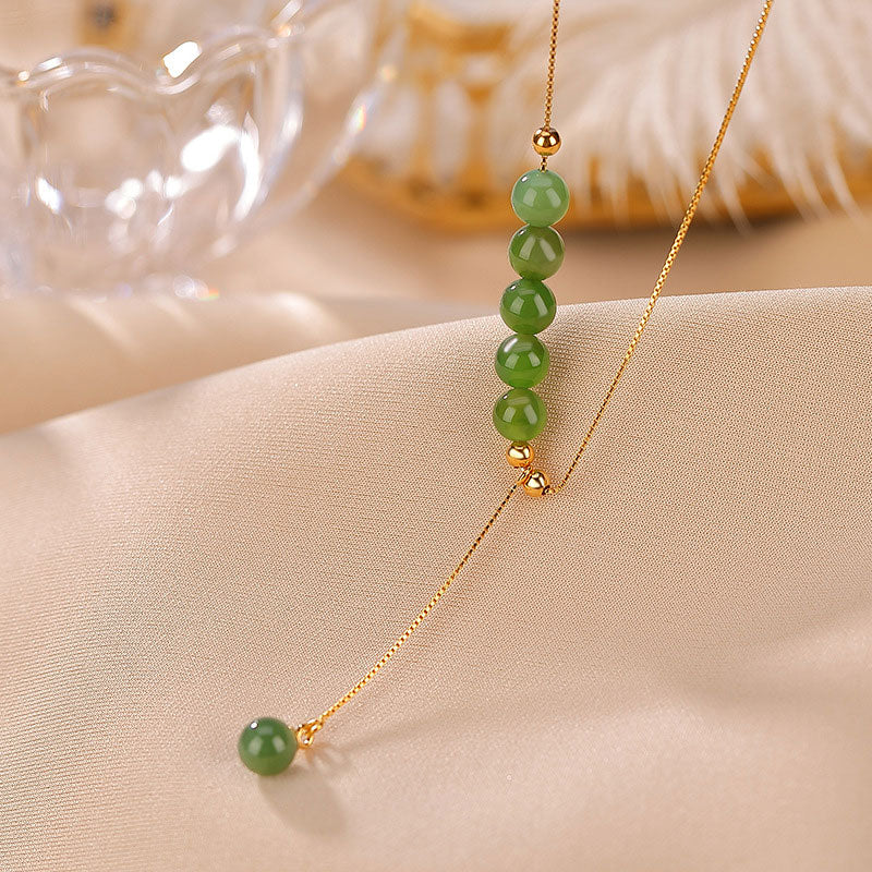 KarmaRipple's 925 Sterling Silver Cyan Jade Beadwork Balancing Pendant Necklace p2