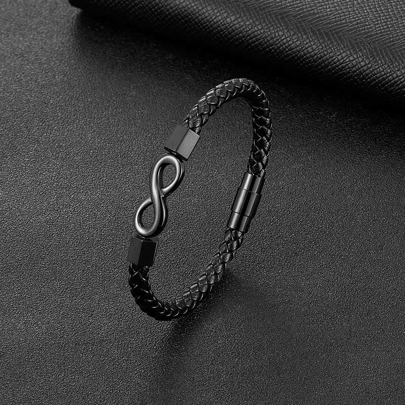 KarmaRipple's Endless Weave Titanium Steel Infinity Leather Weave Balance Bracelet p6