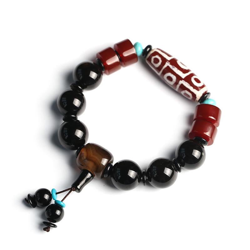 KarmaRipple's Tibetan Nine-Eye Dzi Bead Black Onyx Wealth Protection Bracelet p9