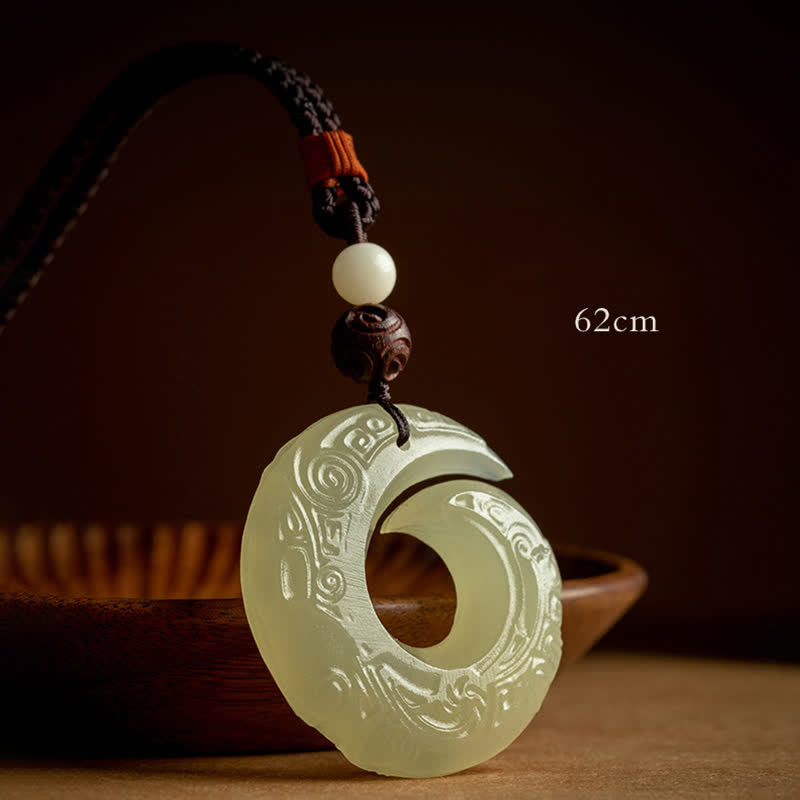 KarmaRipple's Peace Buckle Jade Small Leaf Red Sandalwood Cinnabar Agate Fortune Pendant Necklace p1