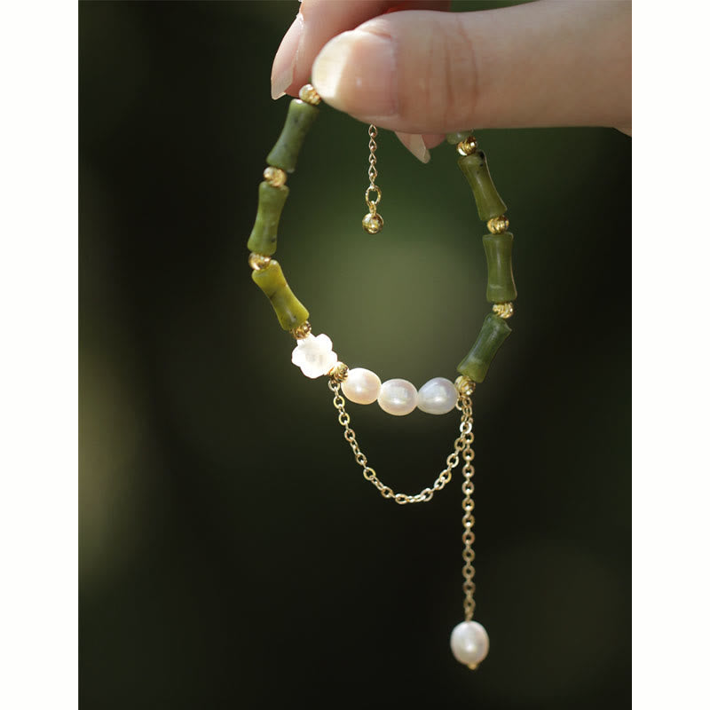 KarmaRipple's Green Bamboo Jade Lily of the Valley Wealth Bracelet p8
