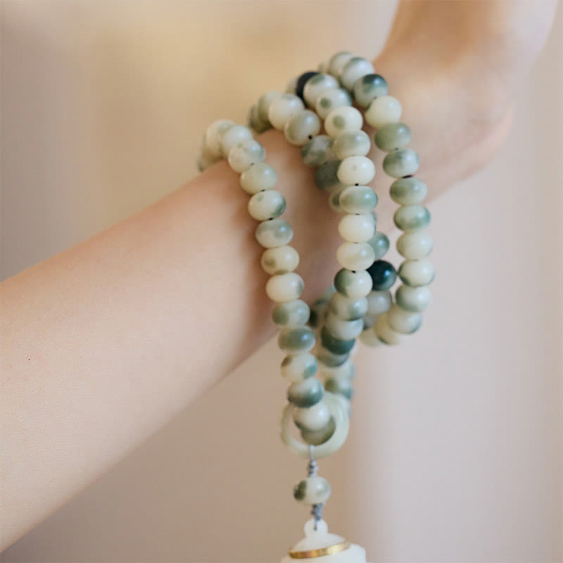 KarmaRipple's Authentic 108 Mala Beadwork Bodhi Seed Lotus Engraved Wisdom Tassel Bracelet p9