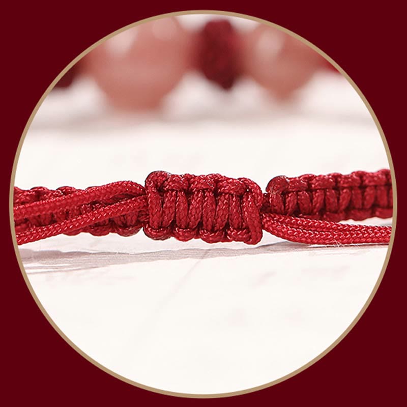 KarmaRipple's Authentic Strawberry Quartz Gemstone Love Red String Weave Bracelet Anklet ( p16