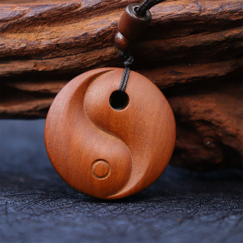 KarmaRipple's Lightning Struck Jujube Wood Yin Yang Fortune Protection Pendant Necklace p3