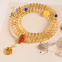 KarmaRipple's 925 Sterling Silver 108 Mala Beadwork Authentic Citrine Red Agate Amber Pleasure Talisman Bracelet